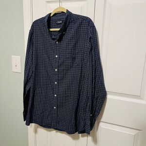 CHAPS Mens Size XL Long Sleeve Button‎ Down Front Shirt Windowpane Plaid Pocket